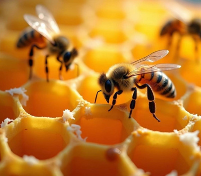 Abeilles produisant de la cire